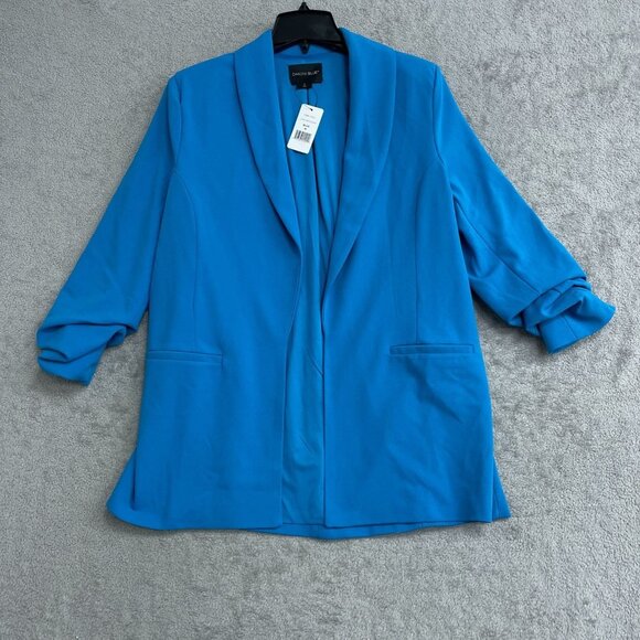 Dakota Blue Ladies' M Crepe Blazer Ruched Sleeves Open Front  L1178 - Picture 4 of 11